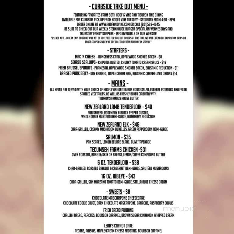 Tiburon Fine Dining - Sandy, UT menu_pic