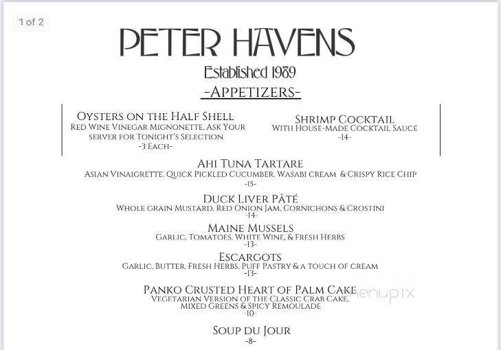 Peter Havens Restaurant - Brattleboro, VT menu_pic