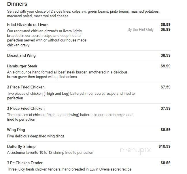 Luv'n Oven Restaurant - Scottsville, VA menu_pic