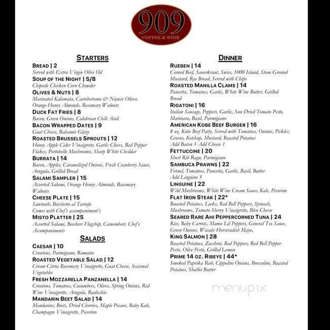 909 Coffee & Wine - Burien, WA menu_pic