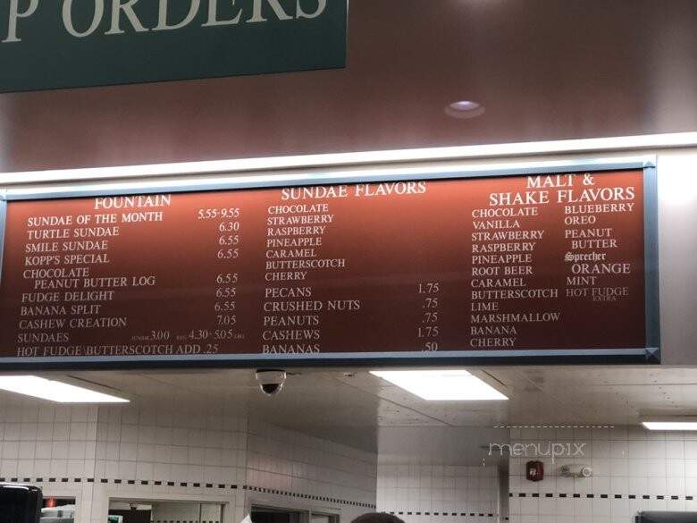 Kopp's Frozen Custard Stand - Brookfield, WI menu_pic