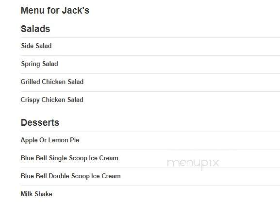 Jack's Restaurant - Oxford, AL menu_pic