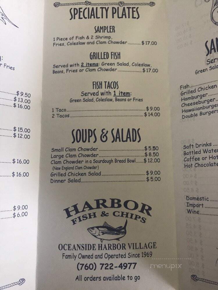 Harbor Fish & Chips - Oceanside, CA menu_pic