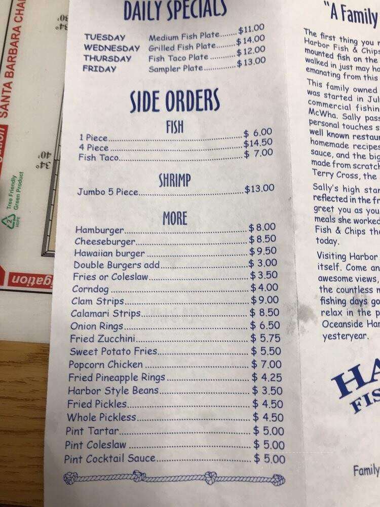 Harbor Fish & Chips - Oceanside, CA menu_pic
