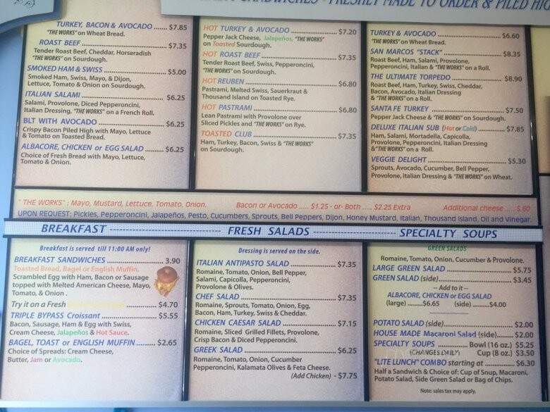 Tina's Deli - San Marcos, CA menu_pic