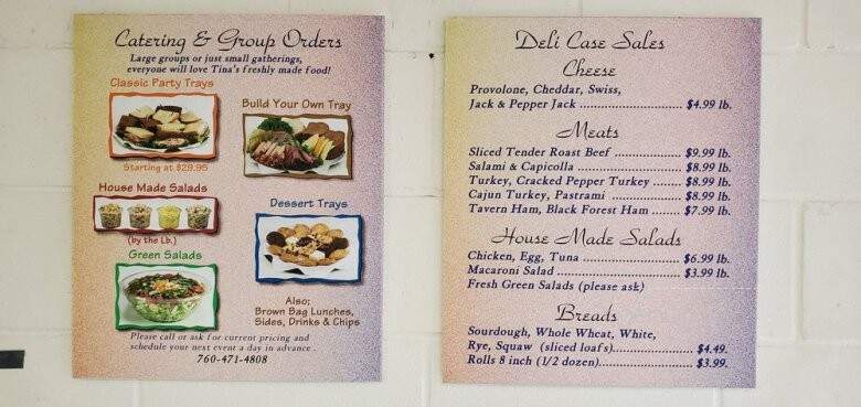 Tina's Deli - San Marcos, CA menu_pic