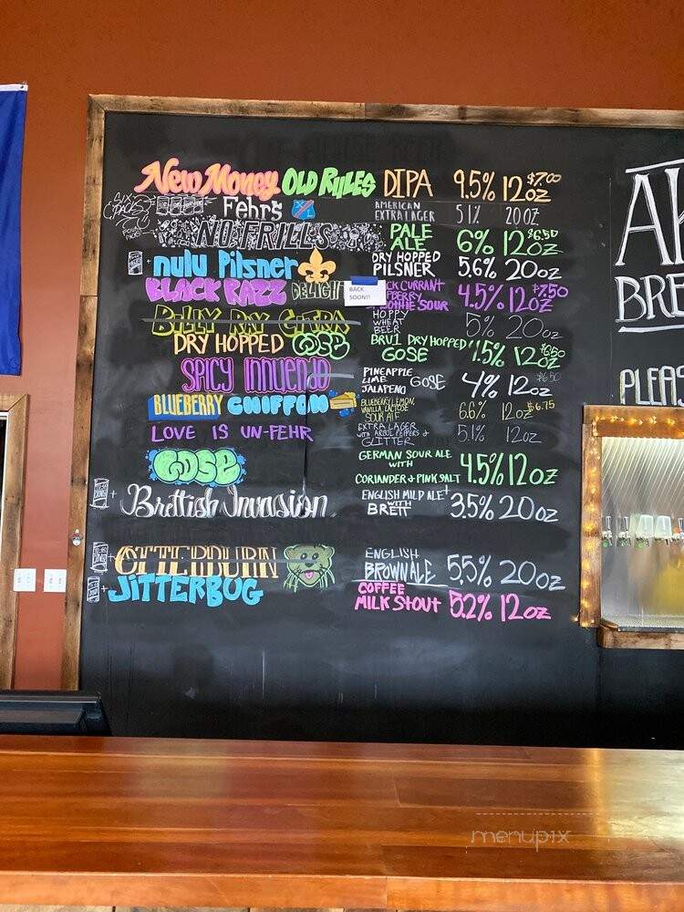 Akasha Brewing Co - Louisville, KY menu_pic