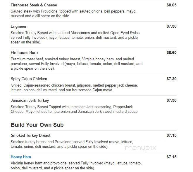 Firehouse Subs - Mt Pleasant, WI menu_pic