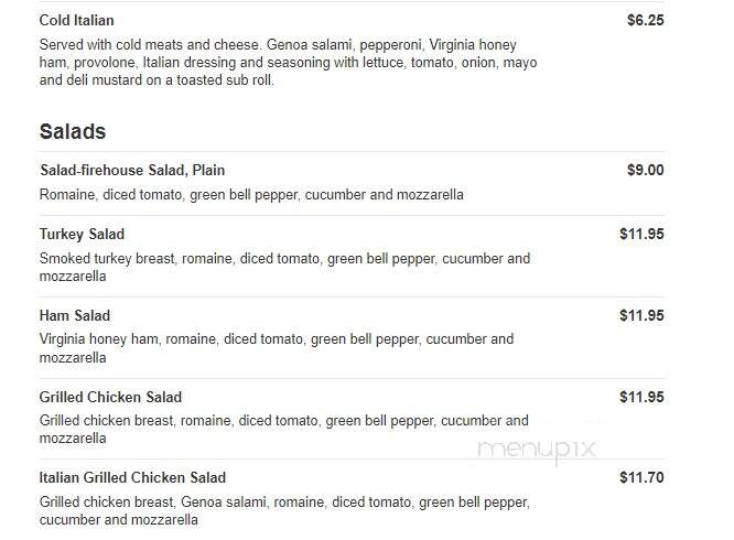 Firehouse Subs - Mt Pleasant, WI menu_pic