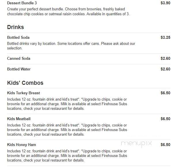 Firehouse Subs - Mt Pleasant, WI menu_pic