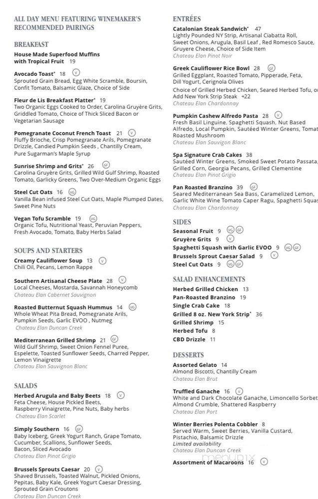 Fleur de Lis - Braselton, GA menu_pic