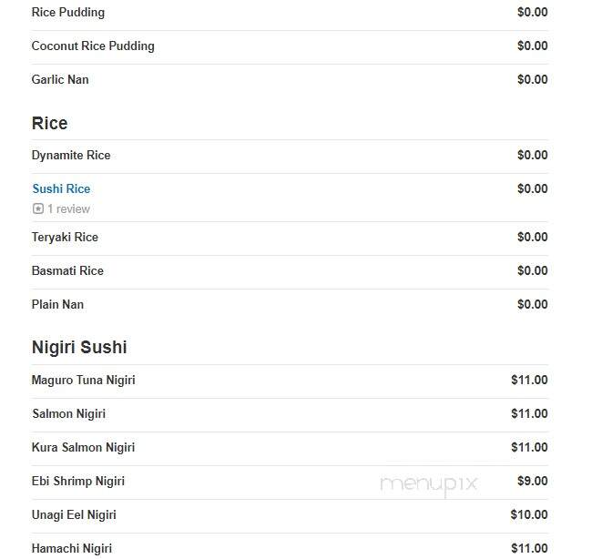 Shangri-La Kitchen - Nantucket, MA menu_pic