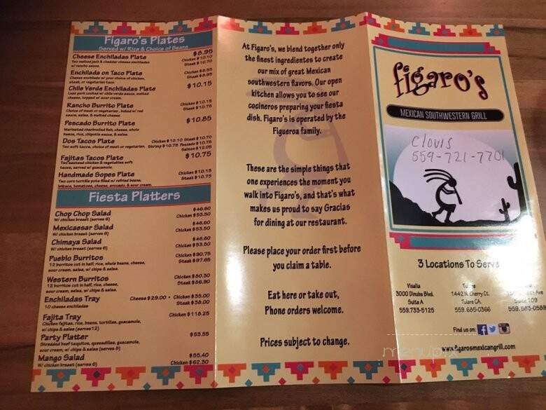 Figaro's Mexican Grill - Clovis, CA menu_pic
