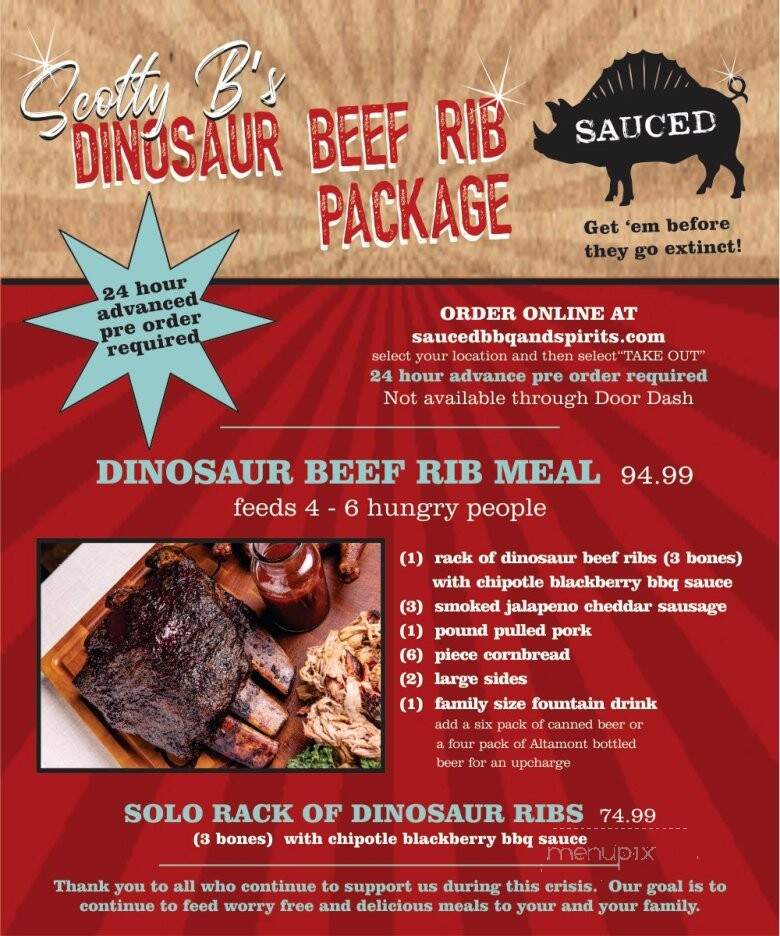 Sauced BBQ & Spirits - Walnut Creek, CA menu_pic