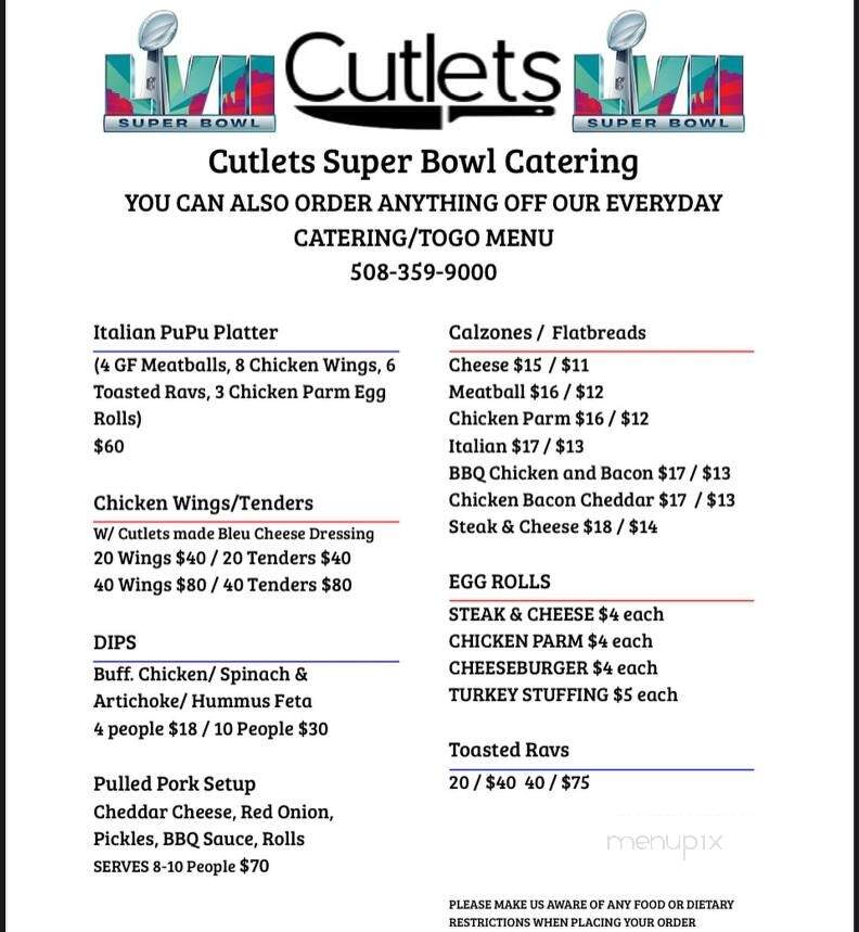 Cutlets - Medfield, MA menu_pic