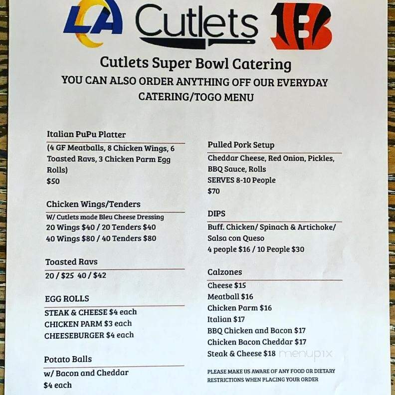 Cutlets - Medfield, MA menu_pic
