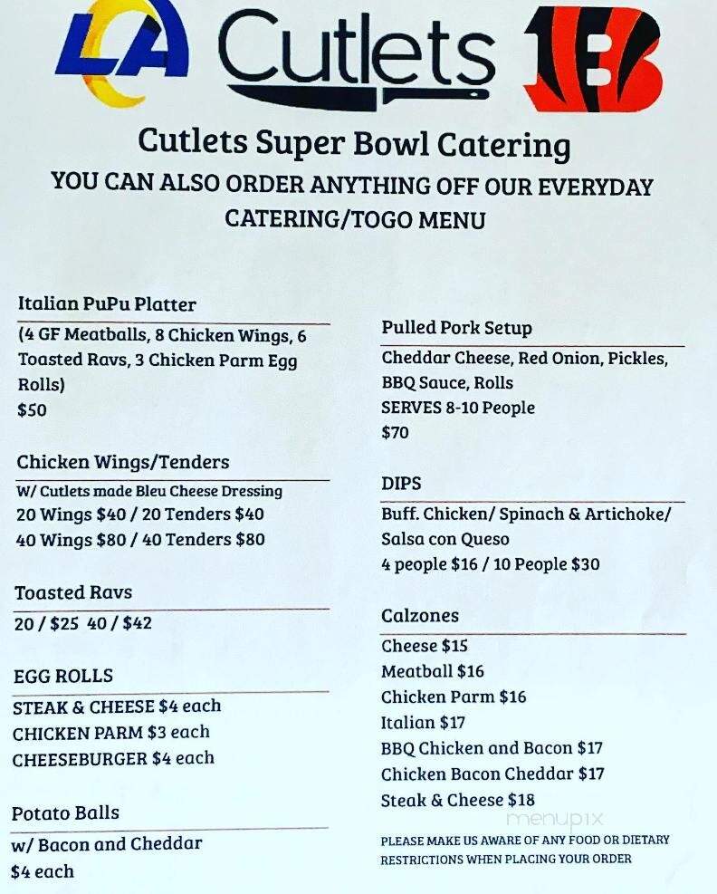 Cutlets - Medfield, MA menu_pic