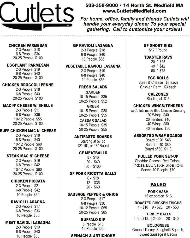 Cutlets - Medfield, MA menu_pic