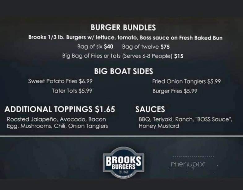 Brooks Burgers - Pismo Beach, CA menu_pic