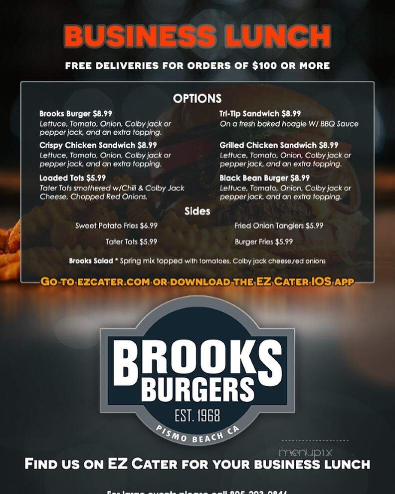 Brooks Burgers - Pismo Beach, CA menu_pic