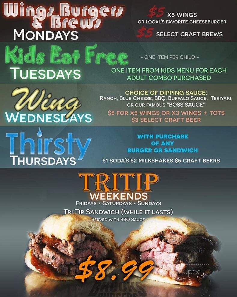 Brooks Burgers - Pismo Beach, CA menu_pic