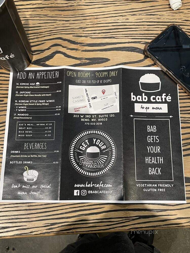 Bab Cafe - Reno, NV menu_pic