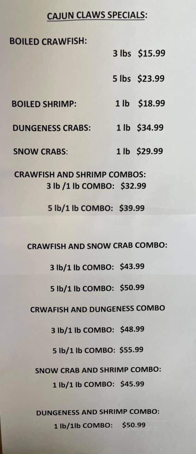 Cajun Claws - Breaux Bridge, LA menu_pic