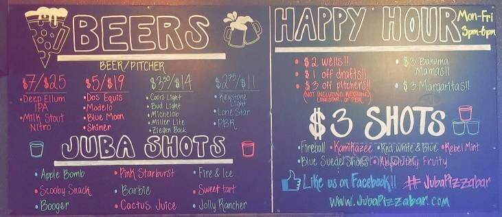 Juba Pizza Bar - Bonham, TX menu_pic