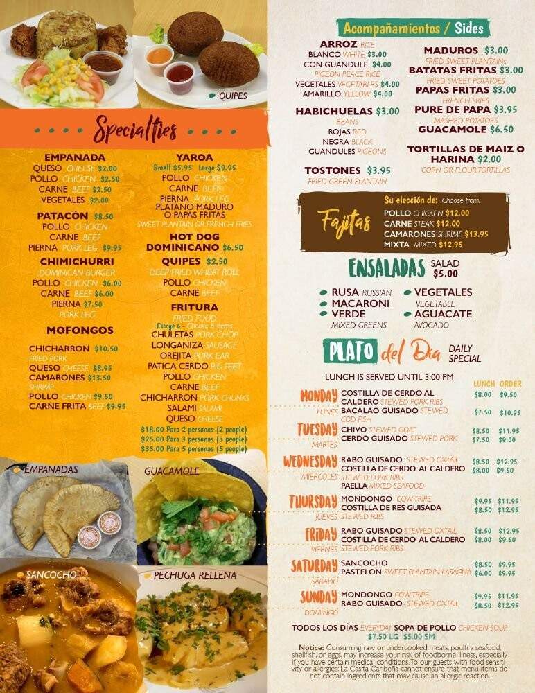 La Casita Caribena - Wilkes-Barre, PA menu_pic