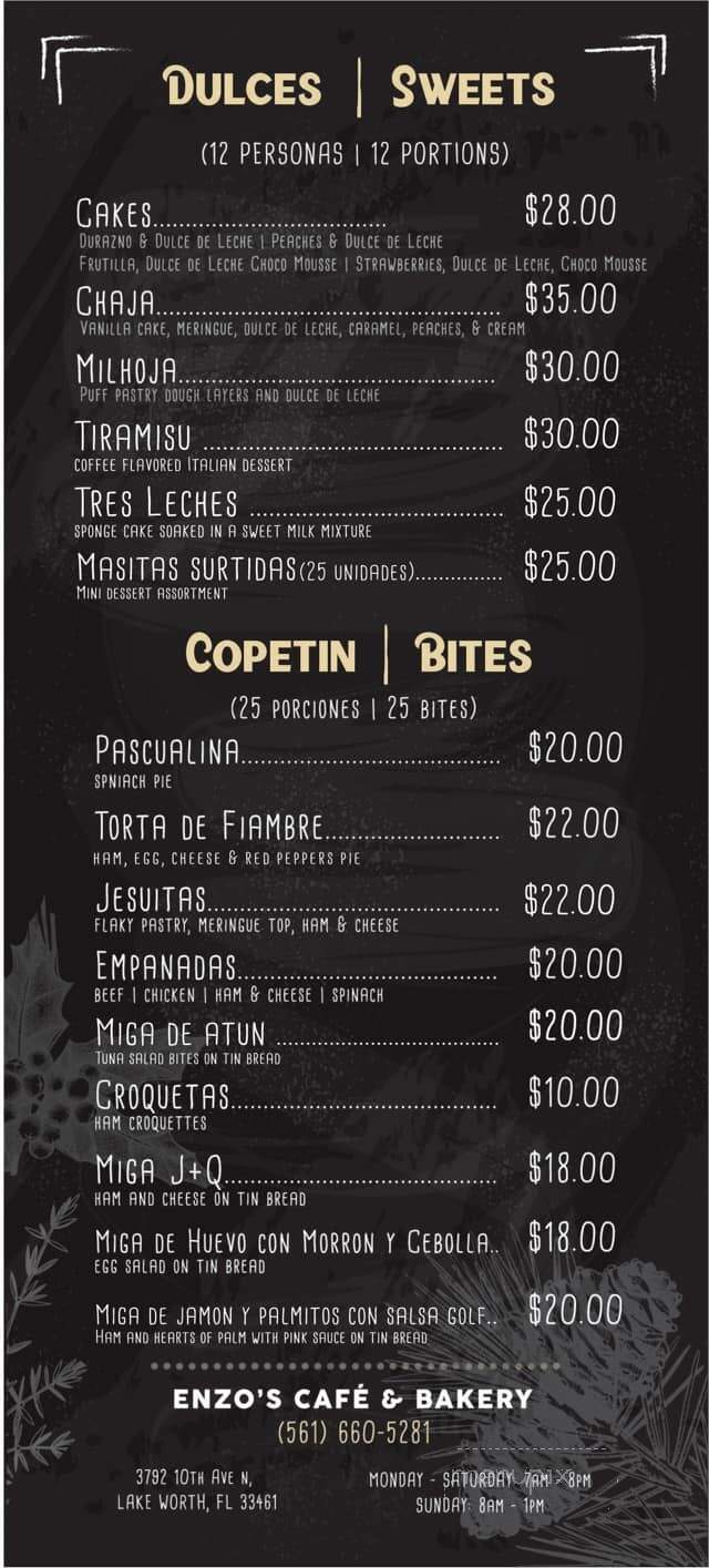 Enzo's Cafe & Bakery - Palm Springs, FL menu_pic