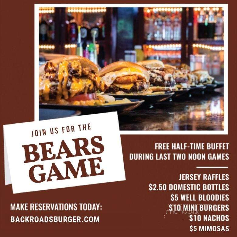 Backroads Pub and Grill - Plainfield, IL menu_pic
