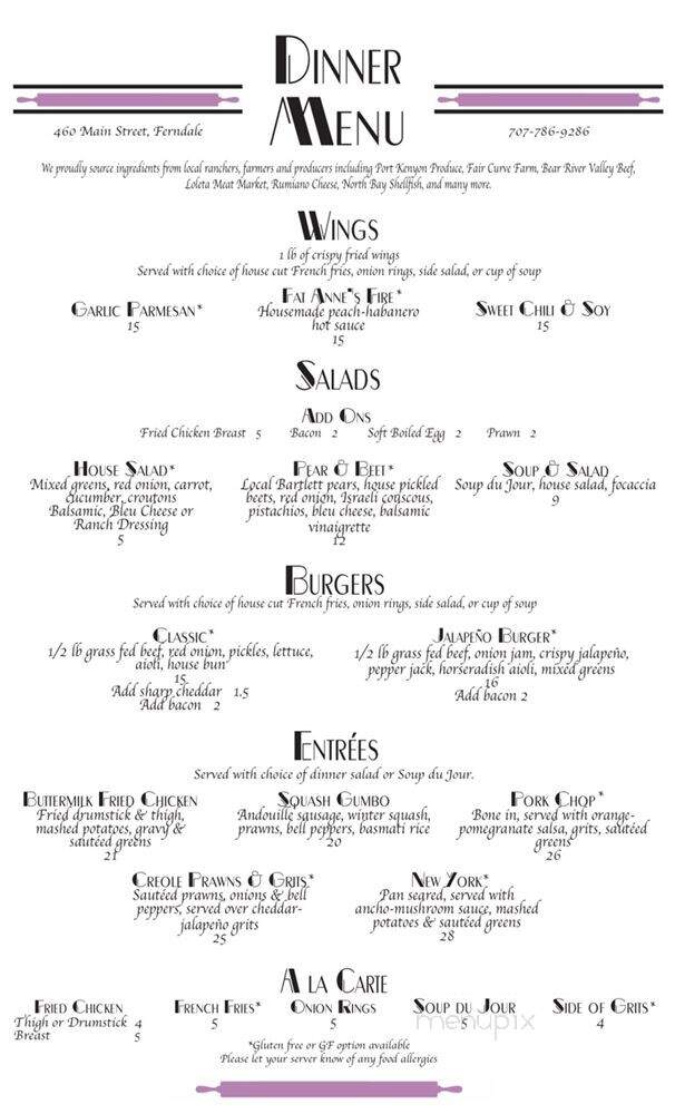 Fat Anne's Bakery & Bistro - Fortuna, CA menu_pic