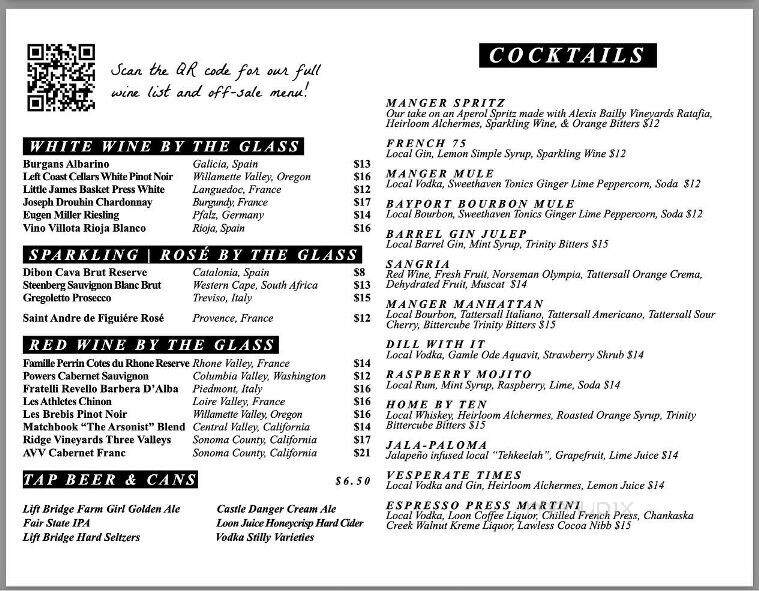Manger Restaurant and Wine Bar - Bayport, MN menu_pic