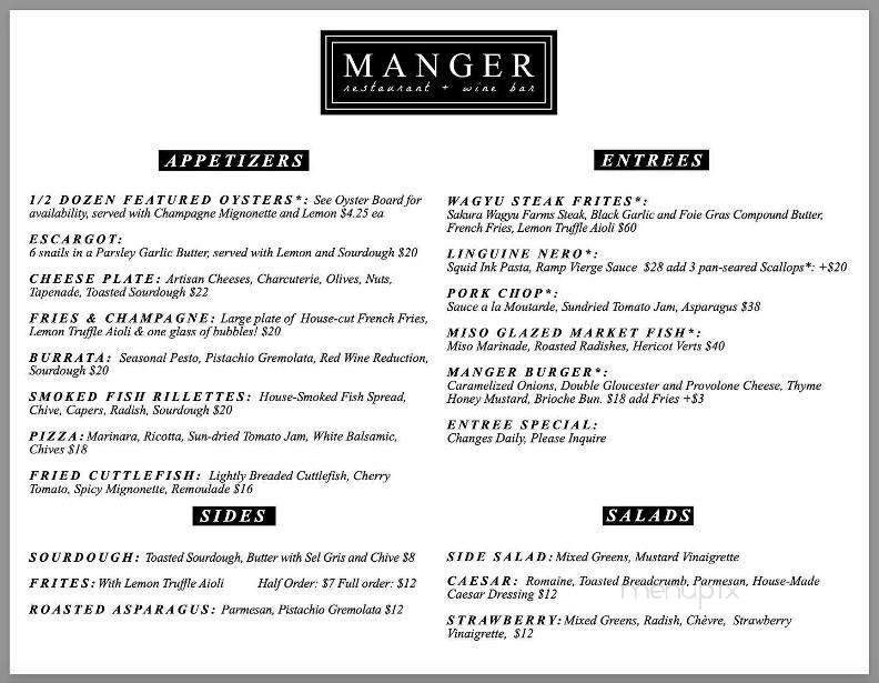 Manger Restaurant and Wine Bar - Bayport, MN menu_pic