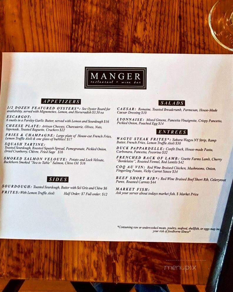 Manger Restaurant and Wine Bar - Bayport, MN menu_pic