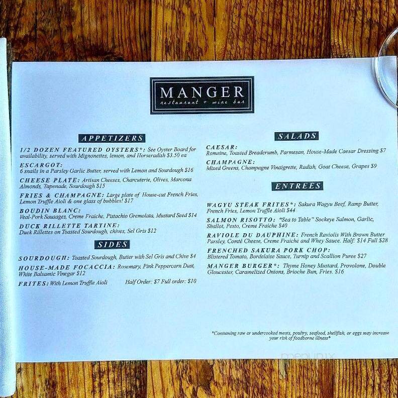 Manger Restaurant and Wine Bar - Bayport, MN menu_pic