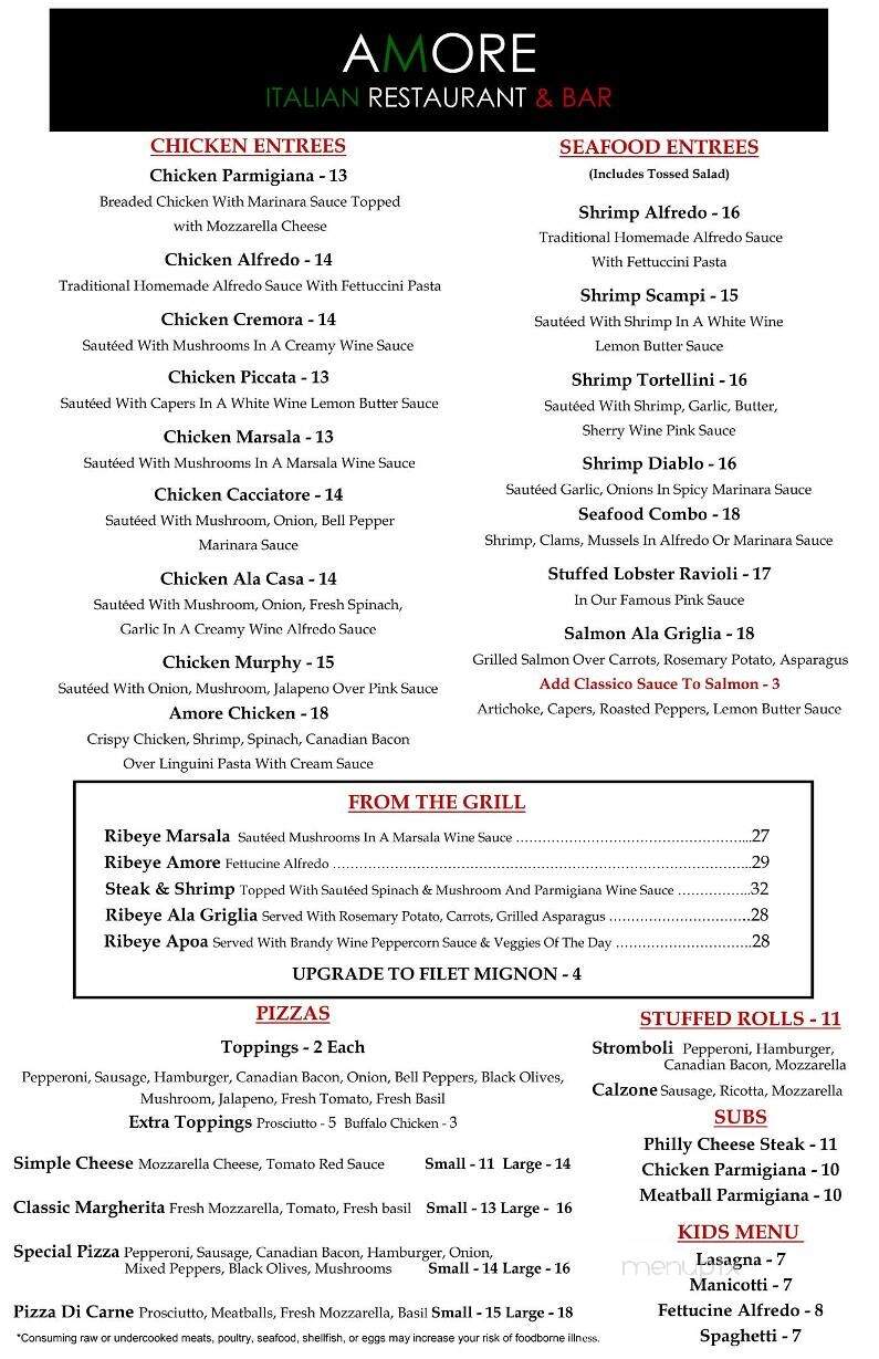 Amore - Snyder, TX menu_pic