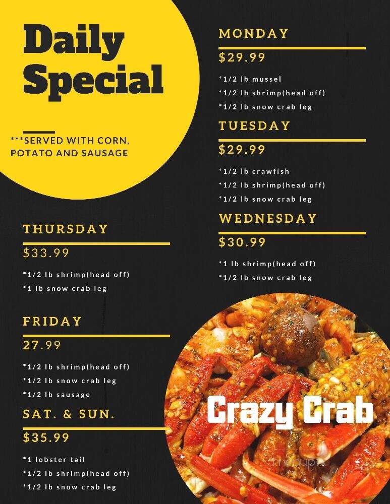 Crazy Crab - Fitchburg, MA menu_pic