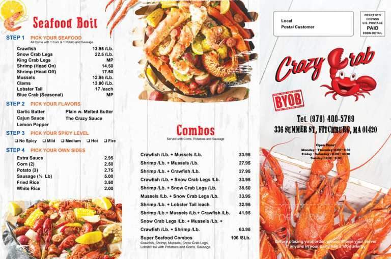 Crazy Crab - Fitchburg, MA menu_pic