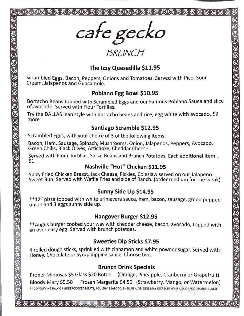 Cafe Gecko Fairview - Fairview, TX menu_pic