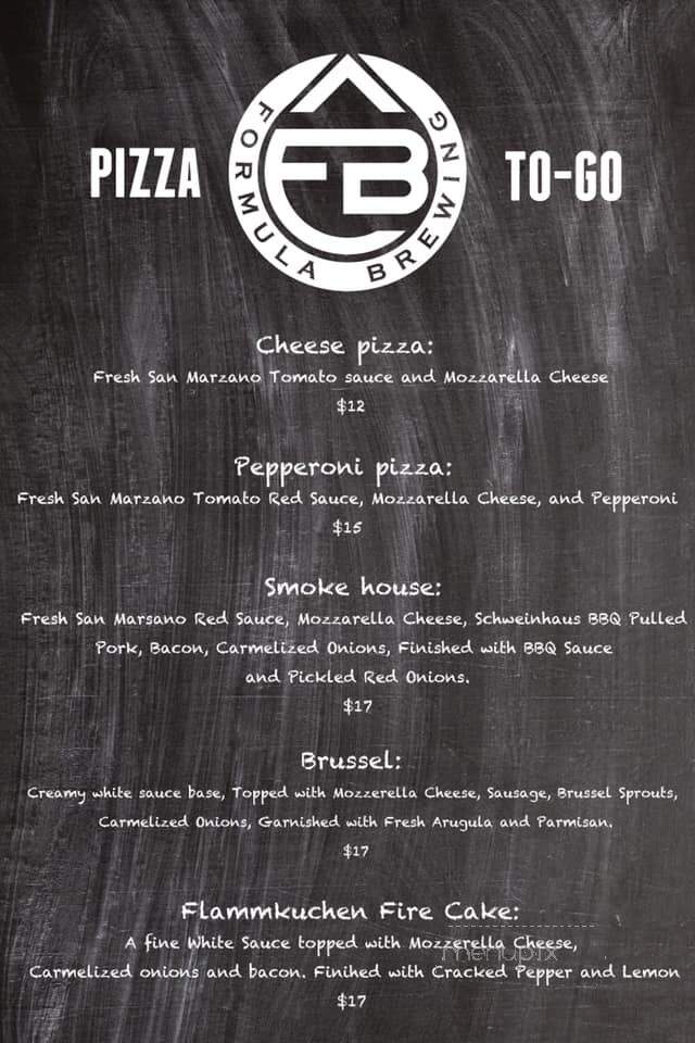 Formula Brewing - Issaquah, WA menu_pic