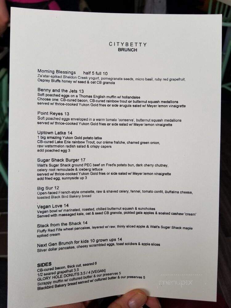 City Betty - Toronto, ON menu_pic
