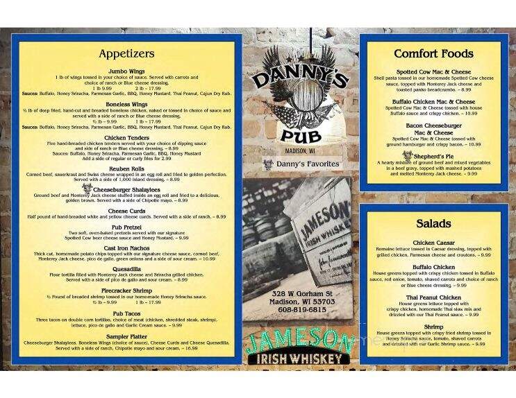Danny's Pub - Madison, WI menu_pic