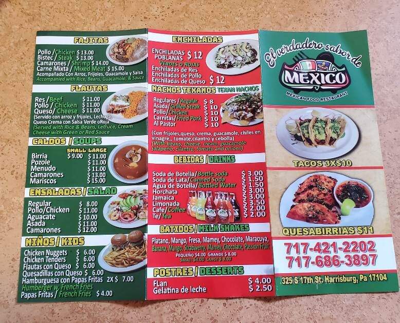 El Verdadero Sabor de Mexico - Harrisburg, PA menu_pic