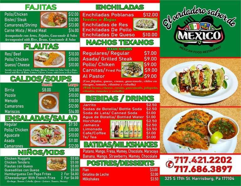 El Verdadero Sabor de Mexico - Harrisburg, PA menu_pic