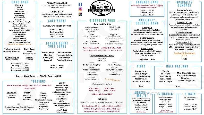 Kirtland Creamery - Kirtland, OH menu_pic