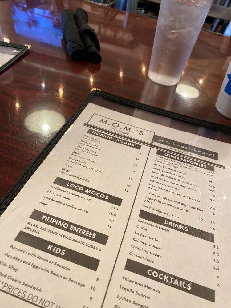 MOM's Cookery / Amore - Vacaville, CA menu_pic