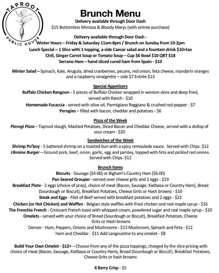 Taproot Public House - Lewisburg, TN menu_pic