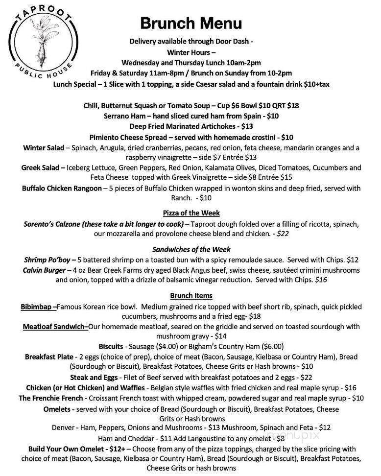Taproot Public House - Lewisburg, TN menu_pic