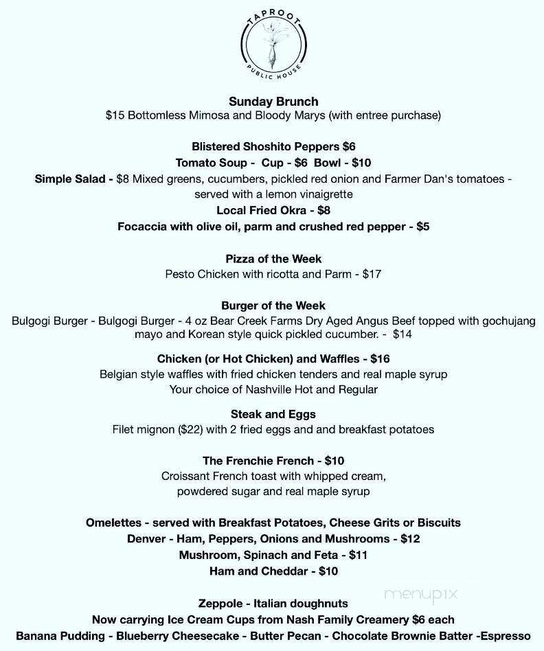 Taproot Public House - Lewisburg, TN menu_pic
